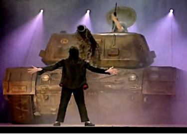 Earth Song Military Industrial Tank subdued on stage