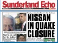 Sunderland Echo Leaf Nissan Quake Front Page News
