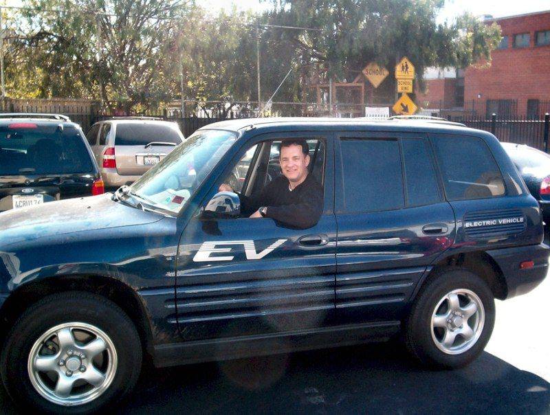 Tom Hanks in his RAV4 EV